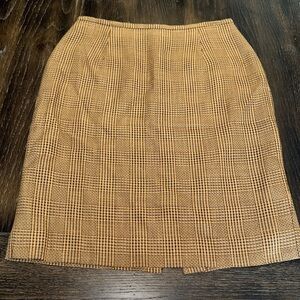 🟠 Evan Picone brown and beige plaid wool blend pencil skirt size 8